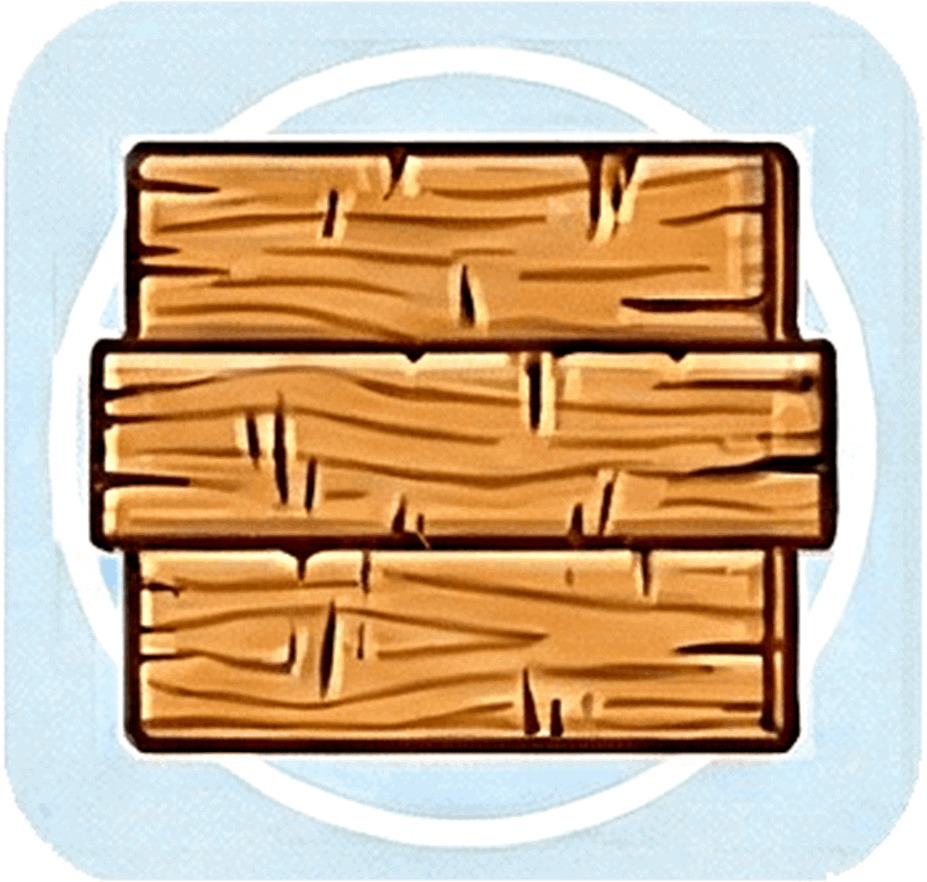 A digital illustration of three wooden planks stacked horizontally on a light blue background.