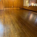 Refinished yellow pine floor with custom DuraSeal stain and Bona Traffic HD at Roaring Brook Nature Center in Canton CT 06019