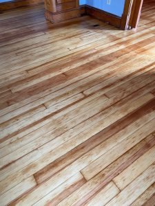 Restored antique pine hardwood floors after sanding and refinishing in a 140-year-old Enfield CT home near Hazard Avenue and North Maple Street