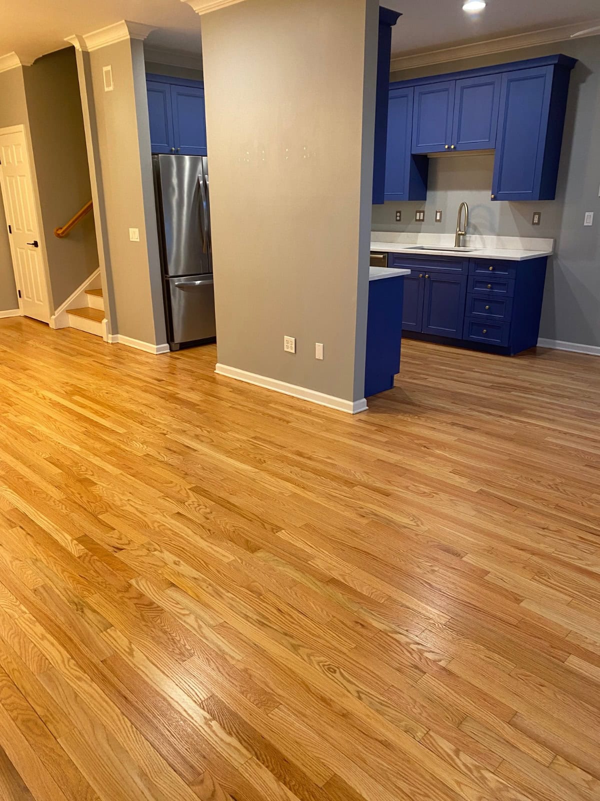 Refinished hardwood floors with a warm natural oil-based finish in a West End Hartford Connecticut condominium