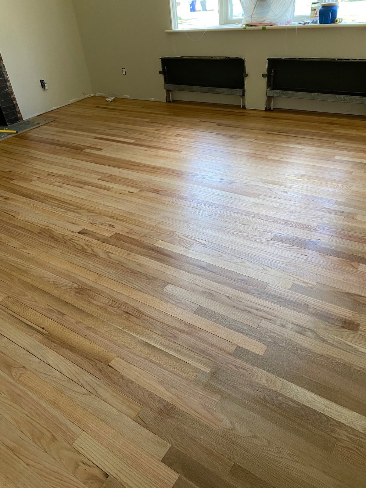 Finished red oak hardwood floor after repair and refinishing near Firetown Road in Simsbury CT 06070